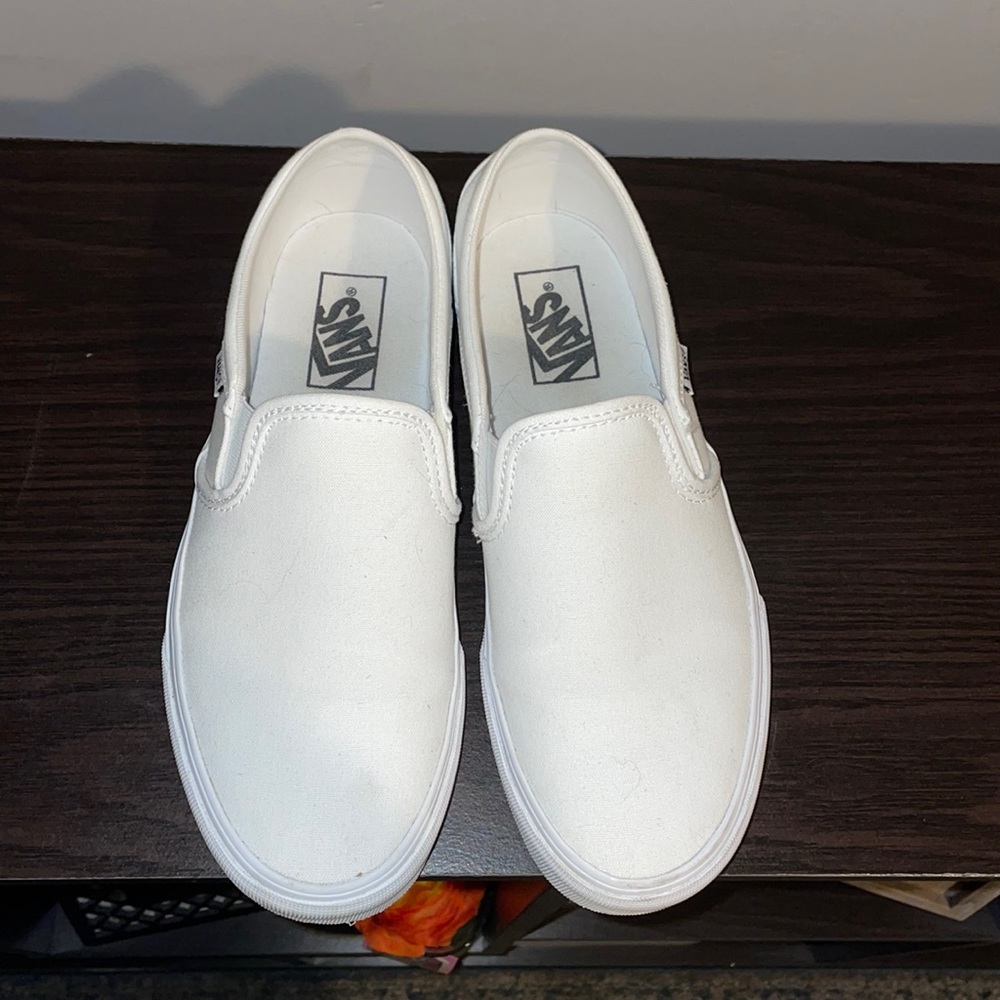 White slip on vans